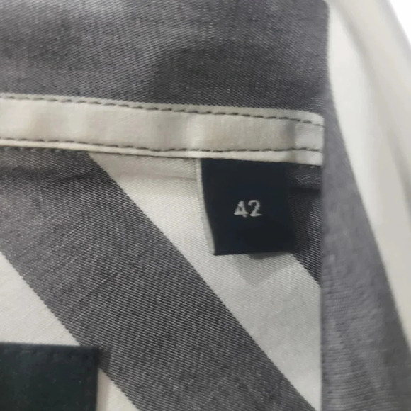 Tiger  of Sweden Gray/White Striped Mens Cotton Long Sleeved Shirt Size 42 - Picture 2 of 5